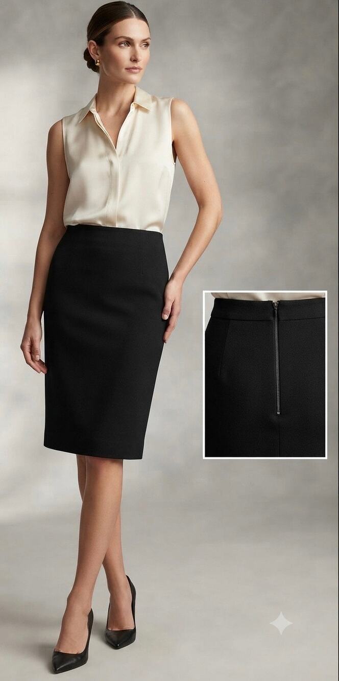 Bloomingdale’s Sutton Studio Black Wool Ponte Pencil Skirt Women’s Small NWT